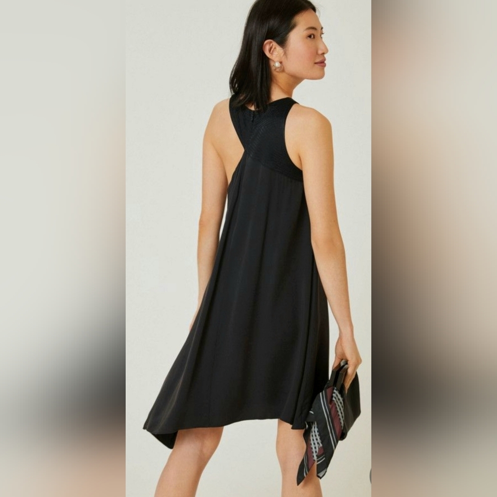 NWT Anthropologie Black Cutout Halter Mix Up Mini Dress Cocktail Asymmetrical - Picture 13 of 16